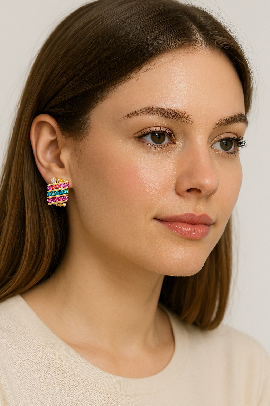 18K Gold-Plated Rhinestone Earrings