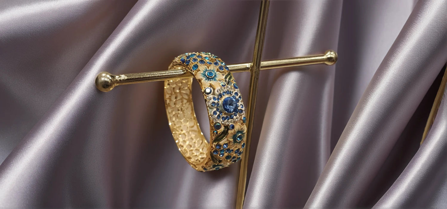 Midnight Bloom Blue Crystal Bangle