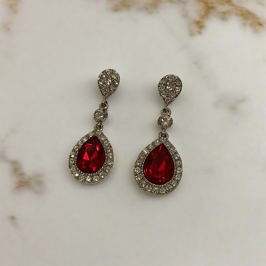 Crimson Glam Drop Earrings