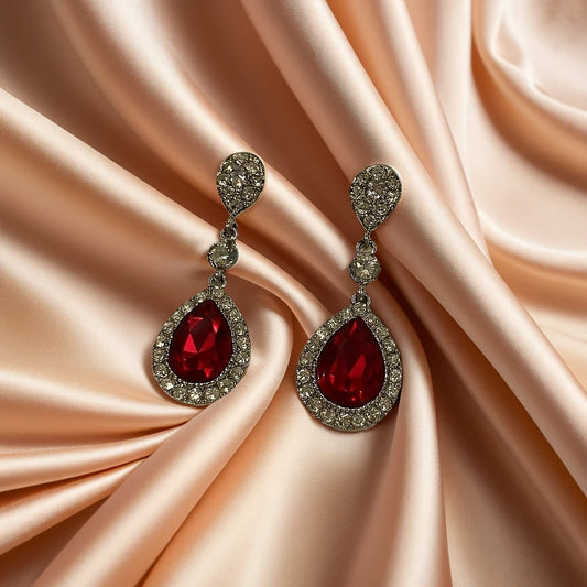 Crimson Glam Drop Earrings