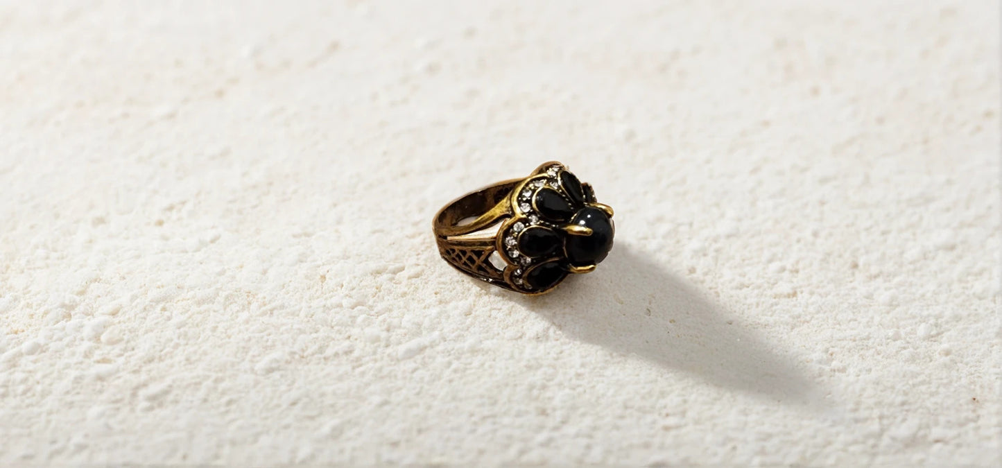 Noir Petal Dome Ring