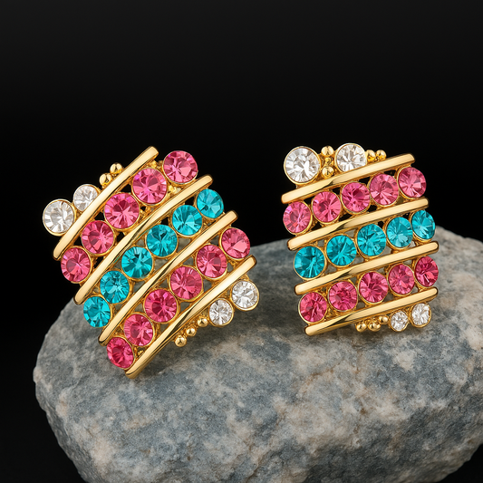 18K Gold-Plated Rhinestone Earrings