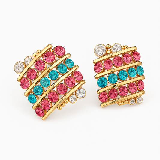18K Gold-Plated Rhinestone Earrings